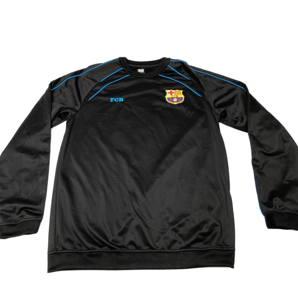 FCB Barcelona Futbol Soccer Black & Blue Mens Sz. XL Long Sleeve Shirt EUC